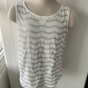 Anthropologie C. Keer White Tank W/Silver Sequins